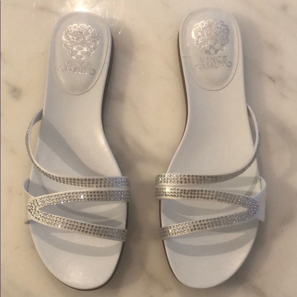 Vince Camuto white jeweled sandal